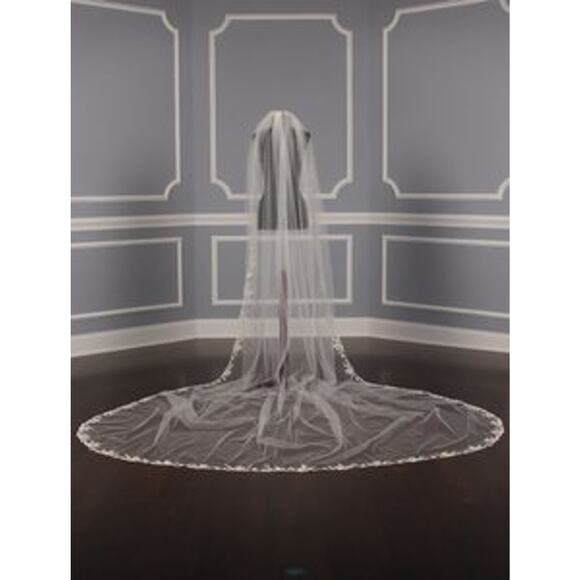 St Pucchi M1324-2 Diamond White Gold Cathedral Wedding Bridal Veil - Picture 1 of 8